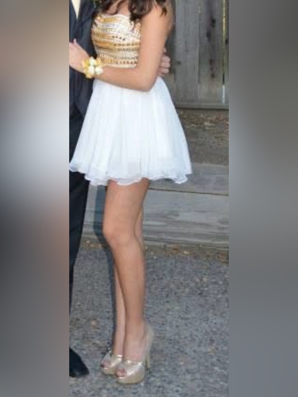 Sherri Hill White Chiffon Mini Skirt